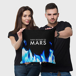 Подушка квадратная Thirty Seconds to Mars blue fire, цвет: 3D-принт — фото 2