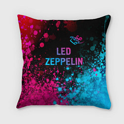 Подушка квадратная Led Zeppelin - neon gradient: символ сверху, цвет: 3D-принт