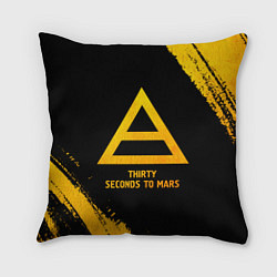 Подушка квадратная Thirty Seconds to Mars - gold gradient, цвет: 3D-принт