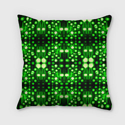 Подушка квадратная Ярко-зелёный точечный узор, цвет: 3D-принт