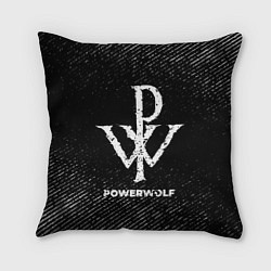 Подушка квадратная Powerwolf с потертостями на темном фоне, цвет: 3D-принт