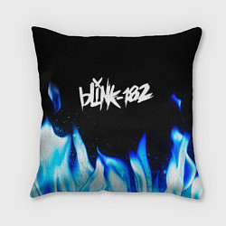 Подушка квадратная Blink 182 blue fire, цвет: 3D-принт