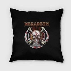 Подушка квадратная Megadeth - боевой череп, цвет: 3D-принт