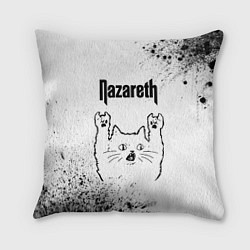 Подушка квадратная Nazareth рок кот на светлом фоне