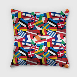 Подушка квадратная Флаги стран Европейского Союза, цвет: 3D-принт