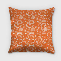 Подушка квадратная Оранжевое путешествие, цвет: 3D-принт