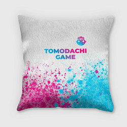 Подушка квадратная Tomodachi Game neon gradient style: символ сверху