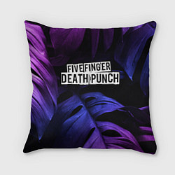 Подушка квадратная Five Finger Death Punch neon monstera