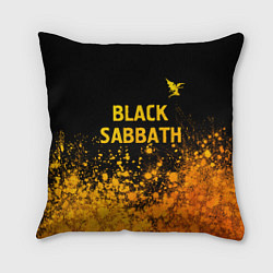 Подушка квадратная Black Sabbath - gold gradient: символ сверху, цвет: 3D-принт