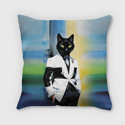 Подушка квадратная Cat fashionista - neural network - pop art, цвет: 3D-принт