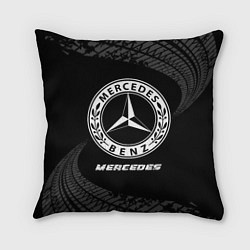 Подушка квадратная Mercedes speed на темном фоне со следами шин, цвет: 3D-принт