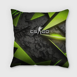 Подушка квадратная CS GO green black abstract, цвет: 3D-принт