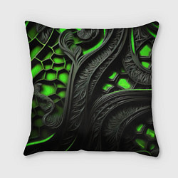 Подушка квадратная Green black abstract, цвет: 3D-принт