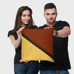 Подушка квадратная Желто-красный диагональ, цвет: 3D-принт — фото 2