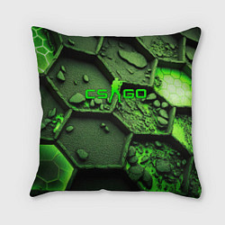 Подушка квадратная CSGO green abstract, цвет: 3D-принт