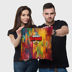 Подушка квадратная Brawl Stars Logo Color, цвет: 3D-принт — фото 2