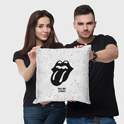 Подушка квадратная Rolling Stones glitch на светлом фоне, цвет: 3D-принт — фото 2