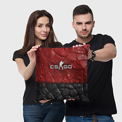 Подушка квадратная CS GO red black texture, цвет: 3D-принт — фото 2