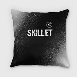 Подушка квадратная Skillet glitch на темном фоне: символ сверху