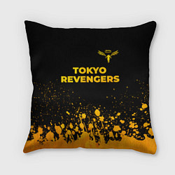 Подушка квадратная Tokyo Revengers - gold gradient: символ сверху, цвет: 3D-принт