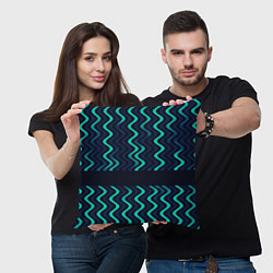 Подушка квадратная Волнистый тёмный, цвет: 3D-принт — фото 2