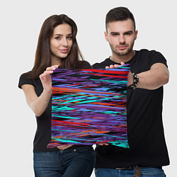 Подушка квадратная Наляпистые краски, цвет: 3D-принт — фото 2