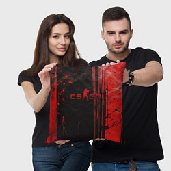 Подушка квадратная CS GO black red brushes, цвет: 3D-принт — фото 2