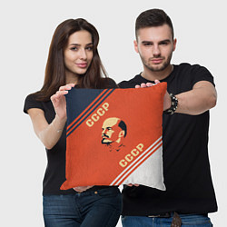 Подушка квадратная Ленин на красном фоне, цвет: 3D-принт — фото 2
