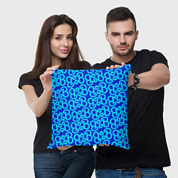 Подушка квадратная Логотип Барби - синий паттерн, цвет: 3D-принт — фото 2