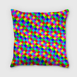 Подушка квадратная Разноцветные искривленные маленькие квадраты, цвет: 3D-принт