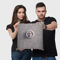 Подушка квадратная Забавная белая обезьяна, цвет: 3D-принт — фото 2