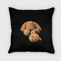 Подушка квадратная Плюшевый медведь с оторванной головой, цвет: 3D-принт
