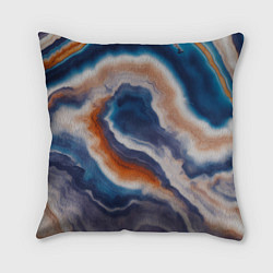 Подушка квадратная Текстура агата сине-оранжевая, цвет: 3D-принт