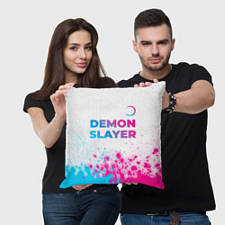Подушка квадратная Demon Slayer neon gradient style: символ сверху, цвет: 3D-принт — фото 2