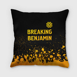 Подушка квадратная Breaking Benjamin - gold gradient: символ сверху, цвет: 3D-принт