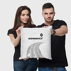 Подушка квадратная Renault speed на светлом фоне со следами шин: симв, цвет: 3D-принт — фото 2