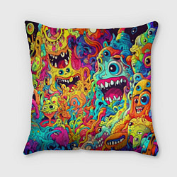 Подушка квадратная Космические зубастые чудовища, цвет: 3D-принт