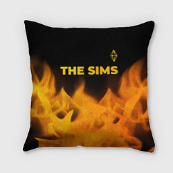 Подушка квадратная The Sims - gold gradient: символ сверху, цвет: 3D-принт