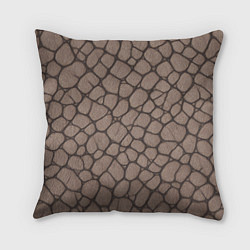 Подушка квадратная Серая кожа крокодила, цвет: 3D-принт