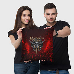 Подушка квадратная Baldurs Gate 3 logo red, цвет: 3D-принт — фото 2