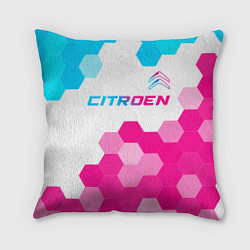 Подушка квадратная Citroen neon gradient style: символ сверху, цвет: 3D-принт