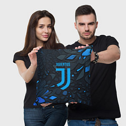 Подушка квадратная Juventus blue logo, цвет: 3D-принт — фото 2