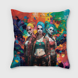 Подушка квадратная Три девушки на Хэллоуин, цвет: 3D-принт