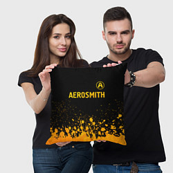 Подушка квадратная Aerosmith - gold gradient: символ сверху, цвет: 3D-принт — фото 2