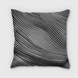 Подушка квадратная Черно-белые полосы абстракция, цвет: 3D-принт