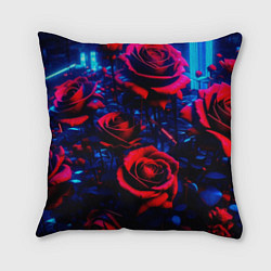 Подушка квадратная Красные розы cuberpank, цвет: 3D-принт