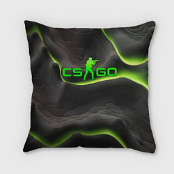 Подушка квадратная CSGO green black logo, цвет: 3D-принт