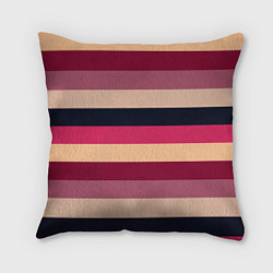 Подушка квадратная Широкие полосы розовый, цвет: 3D-принт