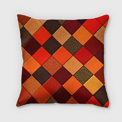 Подушка квадратная Шахматка красно-коричневая, цвет: 3D-принт