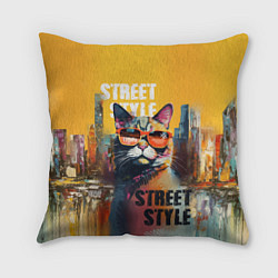 Подушка квадратная Кот в городе - street style, цвет: 3D-принт